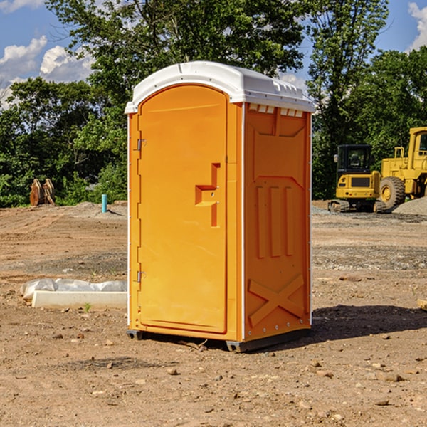 how often are the portable restrooms cleaned and serviced during a rental period in Powell